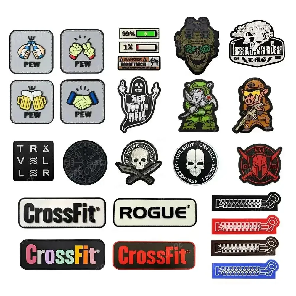 No Knife No Life Patches SKULL Sniper Exercise Fitness Badges Tactical Rubber Sticker Stripe PVC Outdoor Gear Military Emblems