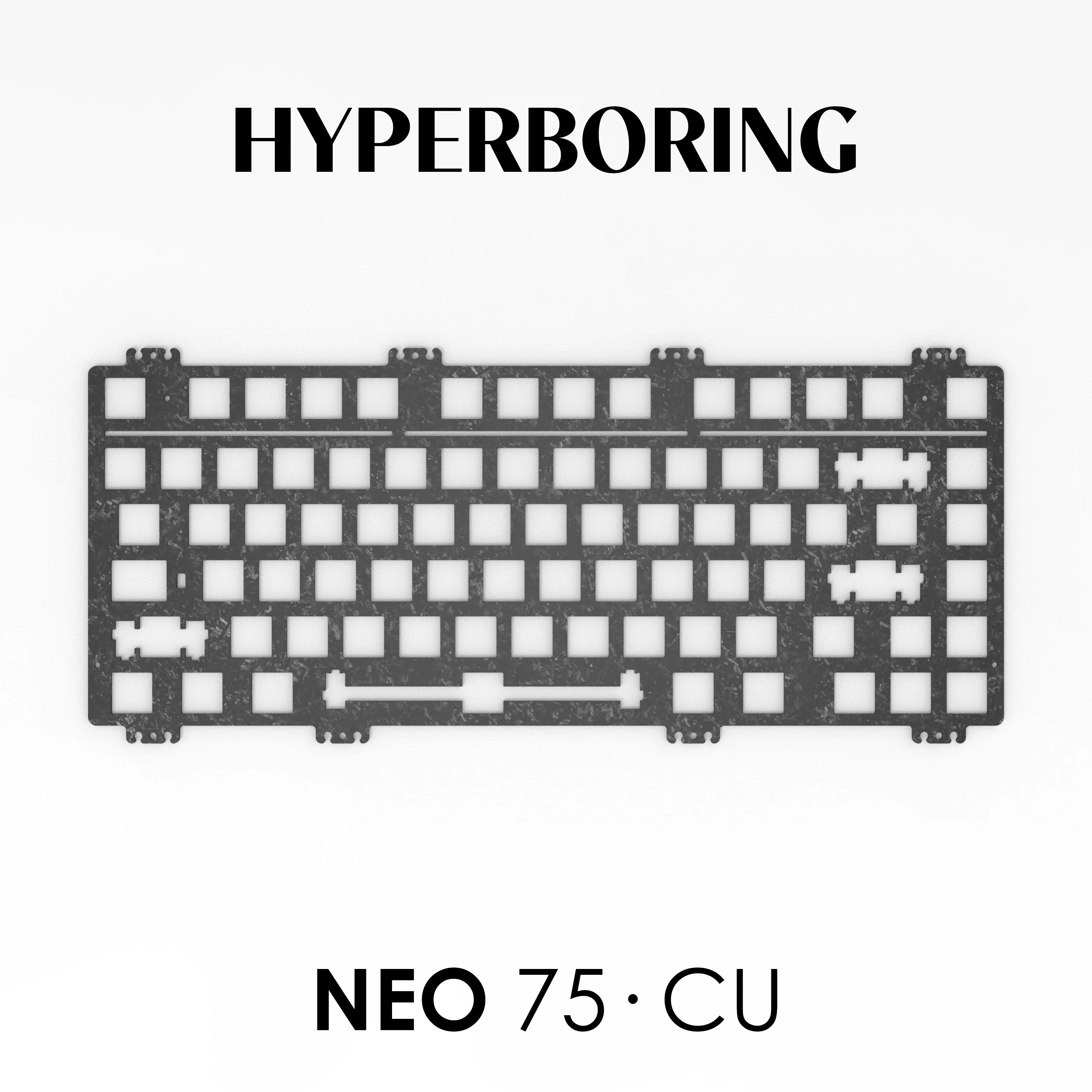 Neo75·CU keyboard use plates PP PC POM FR4 Alu and CF plate ( pcb-mount and plate-mount stabilizer version)