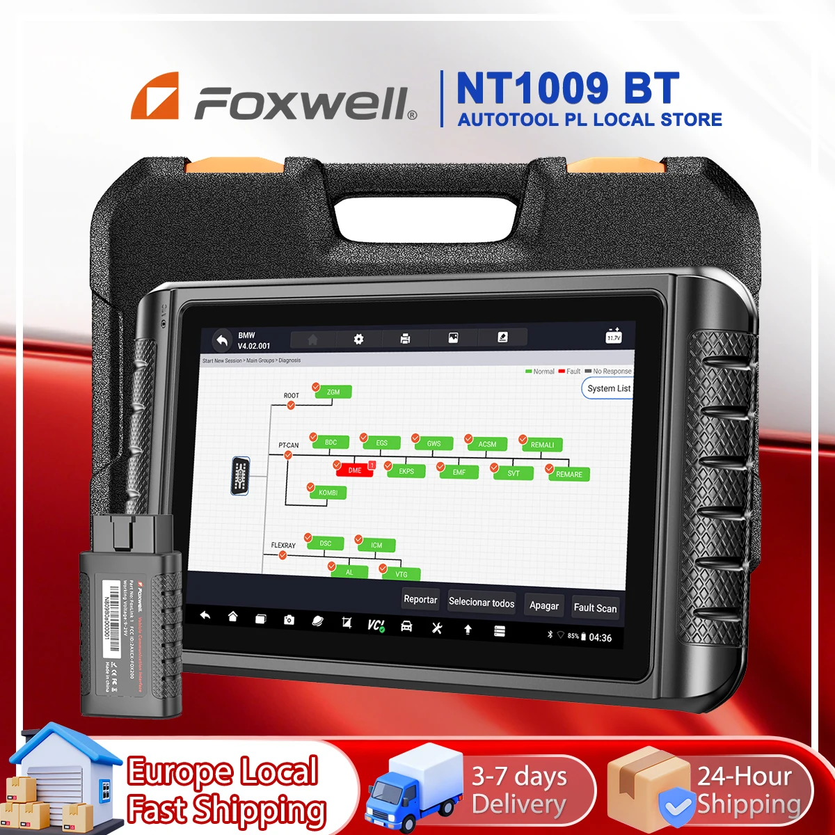 Outil de diagnostic automobile OBD2 Bluetooth NT1009, codage ECU tous systèmes, test actif, CANFD, DOIP, cartographie de topologie FOXWELL, 36+ fonctions de réinitialisation, scanner de voiture OBD2