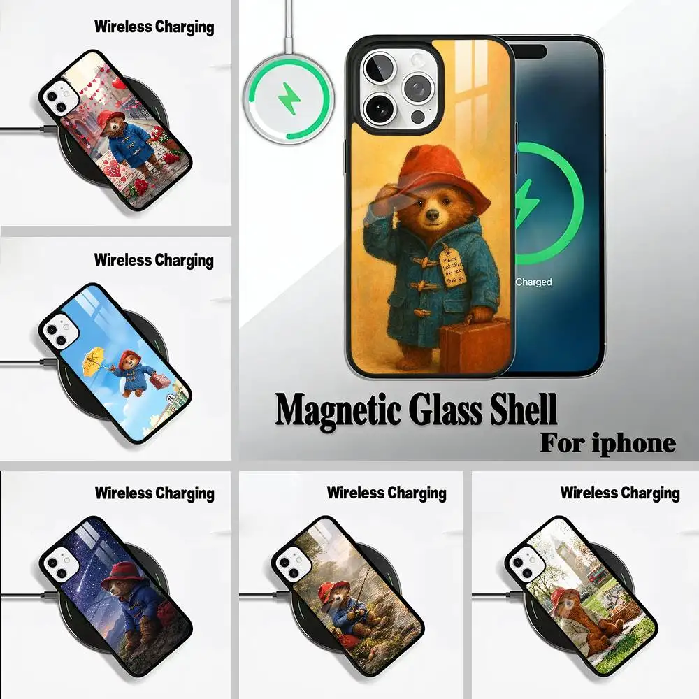 Super cute P-Paddington-B- bears Wireless charging phone case compatible with iPhone 17/16/15/14/13/12/11