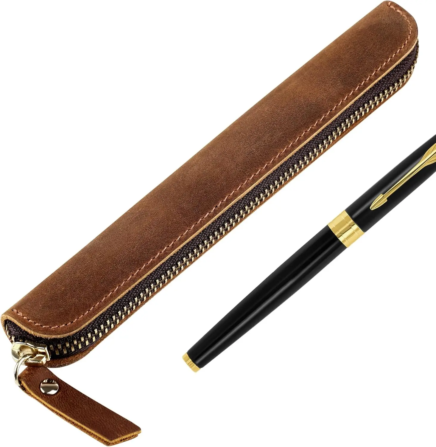 Etui na długopis z prawdziwej skóry, ręcznie robione, pojedyncze etui na długopis, futerał na pióro wieczne, pokrowiec, vintage, mini piórnik