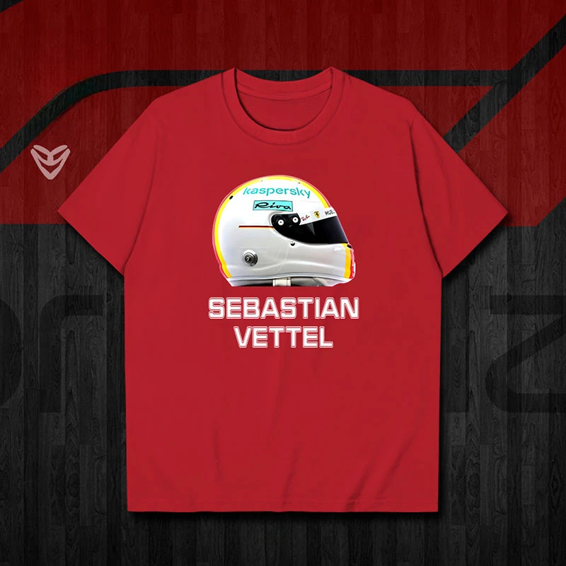 

New F 1 Racing Ferra ri Driver Vettel Helmet Print Graphic T-shirt Men's and Women's Short Sleeve Breathable Motorcycle T-shirt