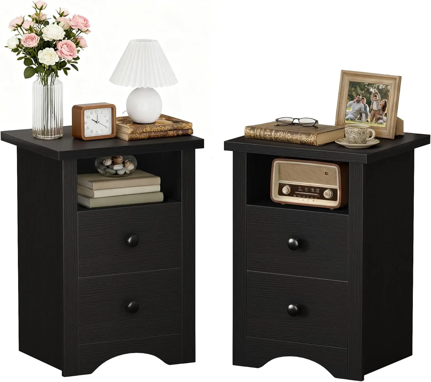 

Прикроватные тумбочки в стиле фермерского дома, приставной столик с 2 выдвижными ящиками и открытой полкой, деревенский прикроватный столик для спальни, гостиной