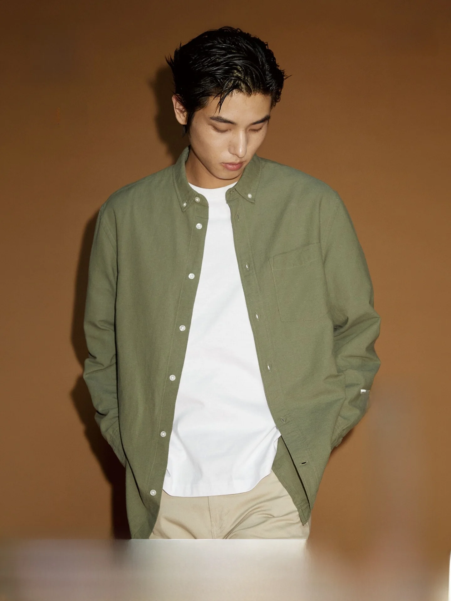 

H&M Men's Casual Standard Fit Oxford Shirt Versatile Long Sleeve Cotton Fashionable Summer Apparel 1013956
