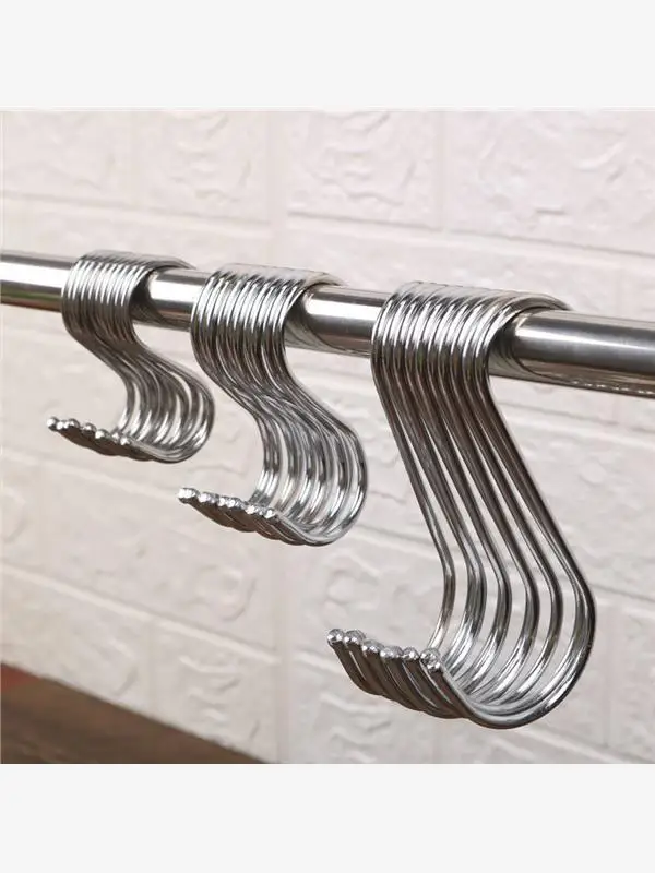 Thickened S-Shaped Stainless Steel Hooks  Kitchen Utensils for Hanging Sausages And Cured Meat Also Suitable for Student...
