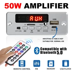 DC 12V 50W Amplifier Bluetooth 5.0 MP3 Player Decoder Board FM Radio TF USB 3.5mm AUX Module Bluetooth Receiver Car kit Audio