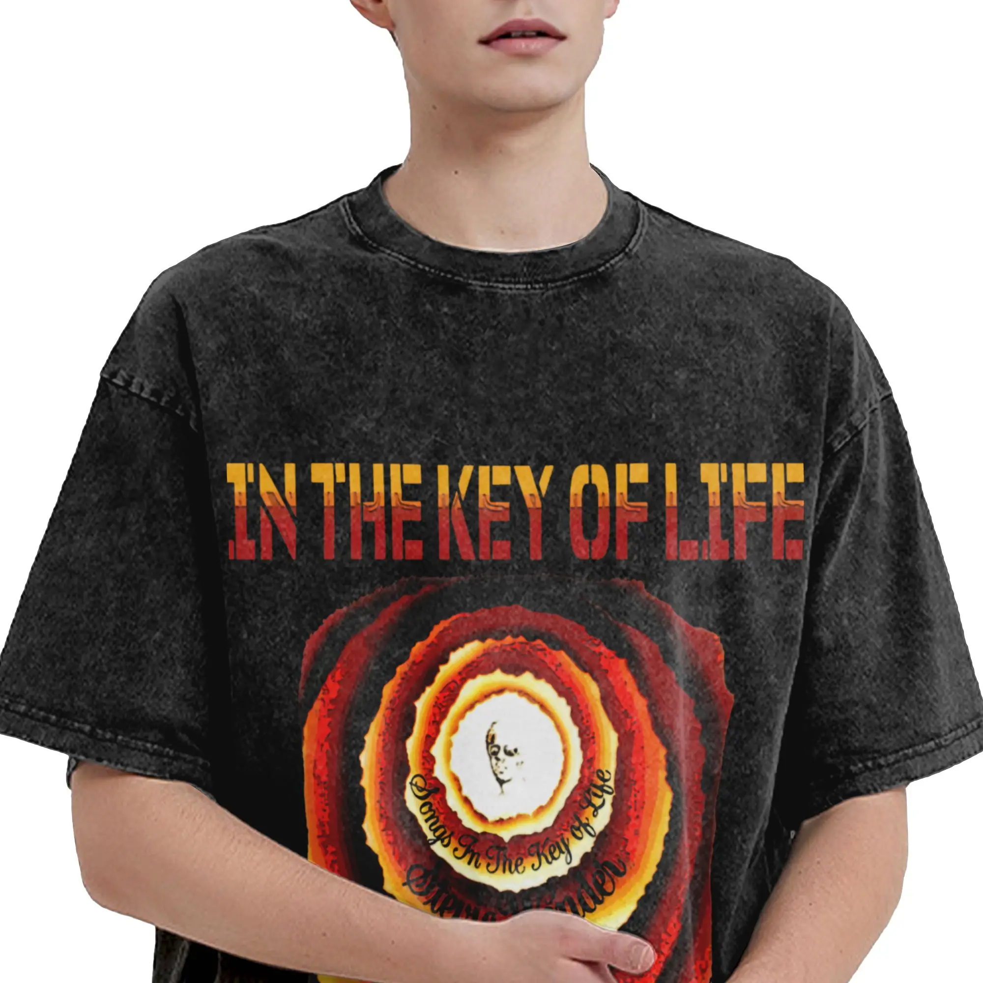 Stevie Wonder Songs in The Key of Life 50th Anniversary Tour  Merch Washed T Shirt for Men Women Streetwear Hip Hop T-Shirts