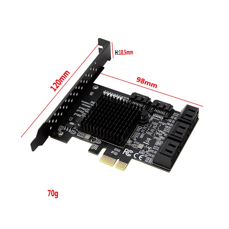 8 Port PCIe To SATA 3.0 6Gbps Expansion Card 88SE9215 For IPFS Hard Drive