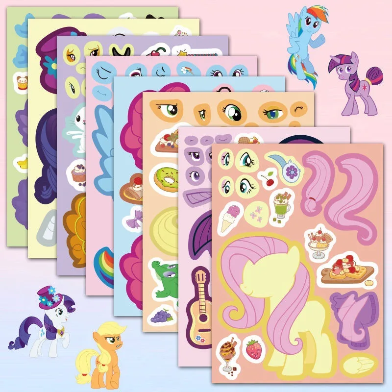 Multi Sheets My Little Pony Changing Clothes DIY Stickers Cute Pony Character Decorative Stickers Educational Pretend Play Gift