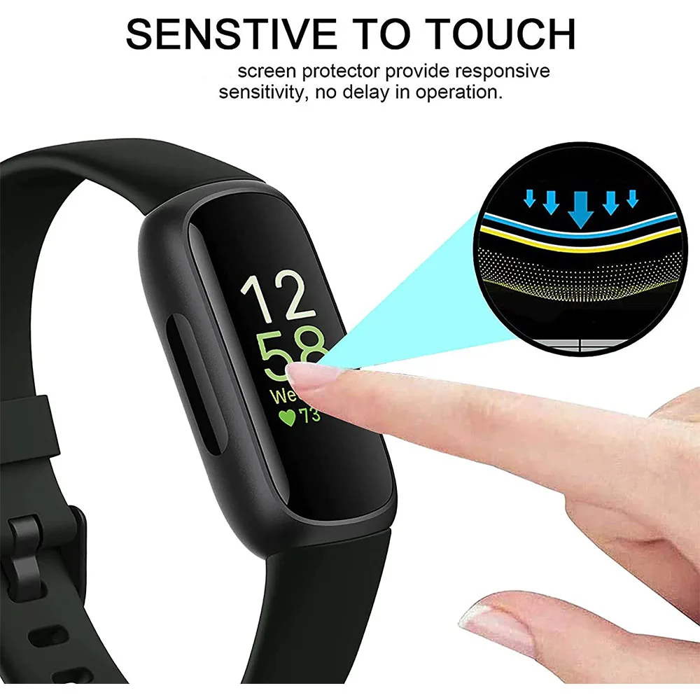 BEHUA Displayschutzfolie für Fitbit Inspire 3 Smartwatch, Schutzfolien Zubehör, Weiche HD-Klare 3D-Gebogene Folie Zubehör – Detail 3