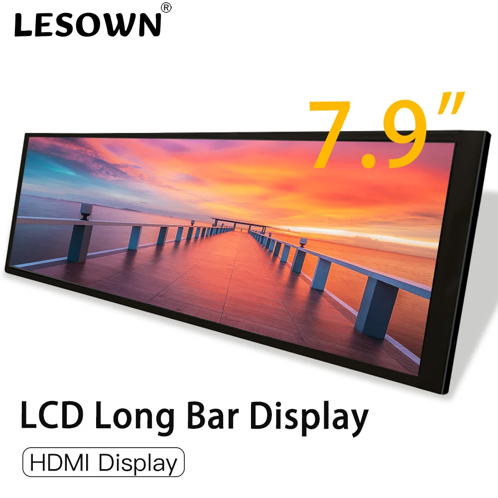 LESOWN 7.9 inch Stretched Bar LCD Module HDMI 400x1280 IPS Ultrawide Screen Slim High Brightness PC Data System Aida64 Display