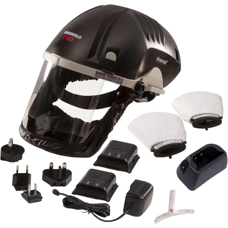 Tools.Airshield Pro Respirator & Face Shield Bundle with Additional Battery Charging Cradle & 8-Hour Rechargeable Battery