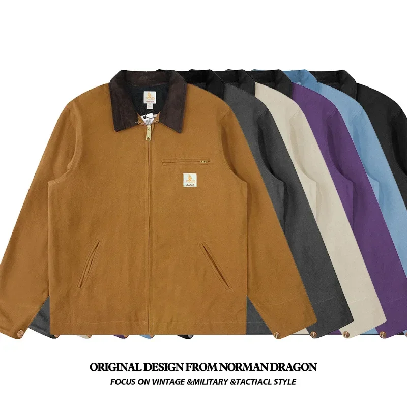 

2025 Pop CityboySimpleMaillard Splicing Vintage High-End Feel Versatile Thin Spring Autumn Base Turtle Jacket Men Casual Scene S