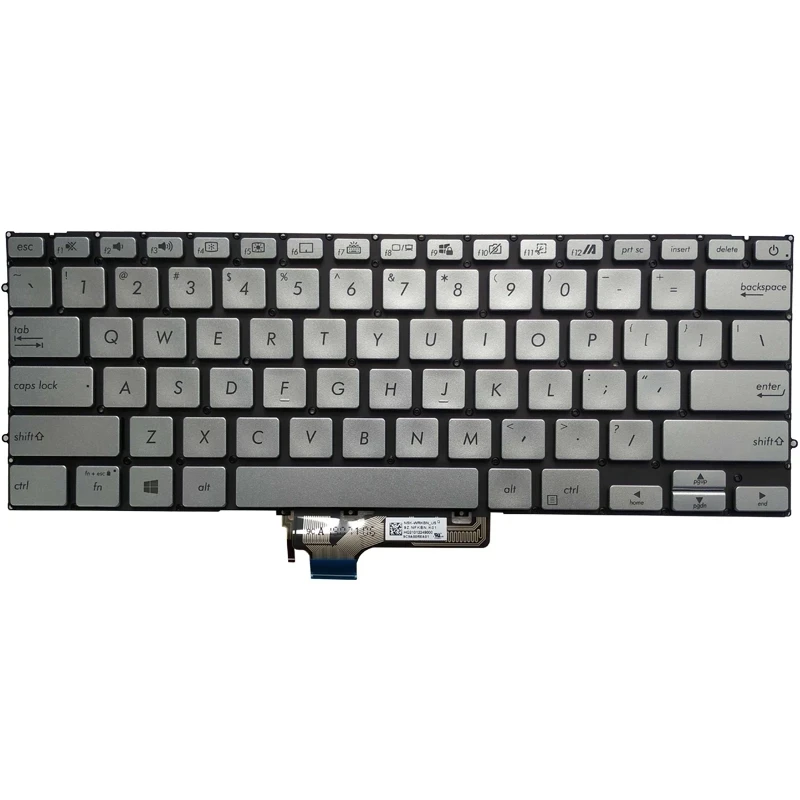 US Backlight New Laptop Keyboard for ASUS ZenBook UX431 X431 V431 K431 S431 X431FAC UX431U UX431F U4500F Silver