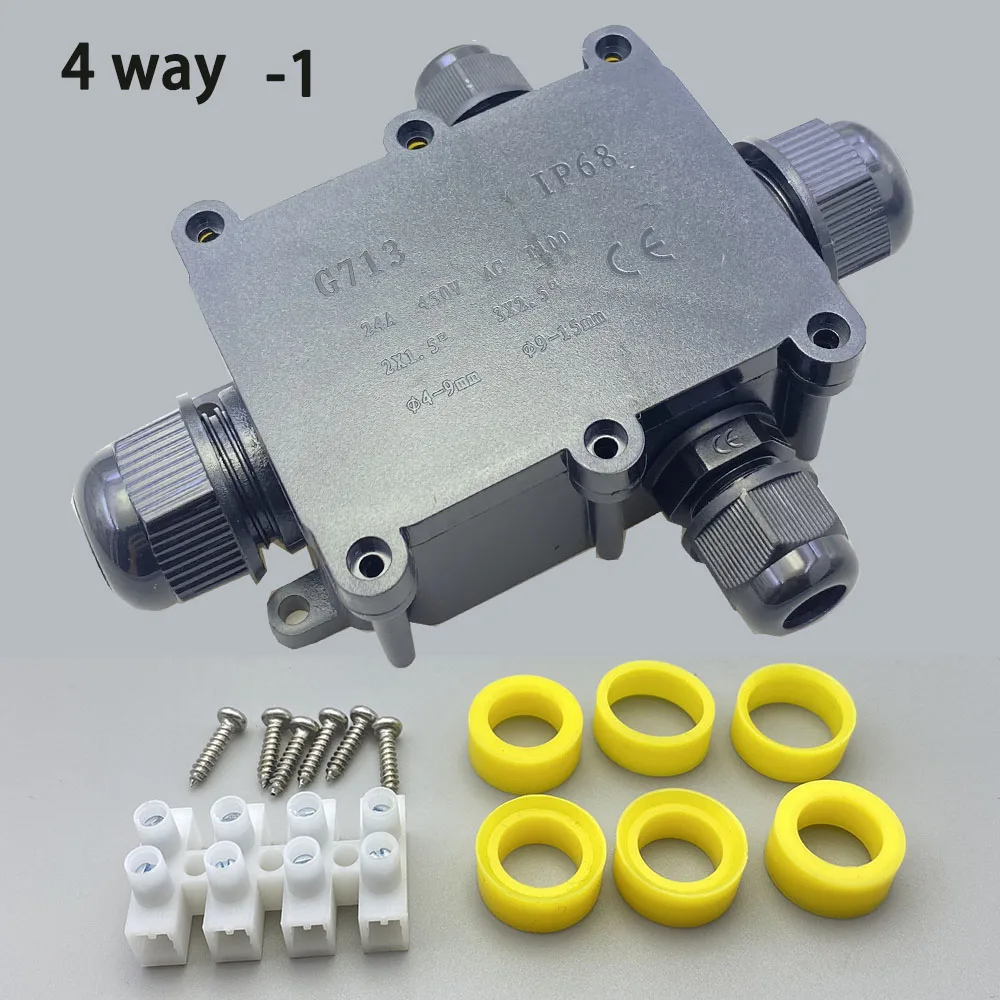 IP68 صندوق توصيل مقاوم للماء 2/3/4/5/6way 450V 24A موصل كابل مختوم، مثبط، كهربائي، خارجي، مقاوم للماء