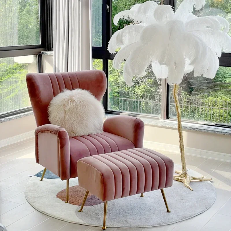 Modern Light Luxury Simple American Couch Post-Modern Wingback Chair Fabric Leisure Princess Lazy Sofa Recliner
