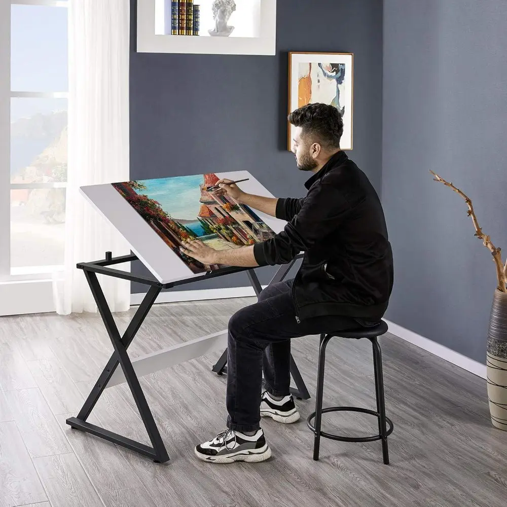 Drating Table or Artists Art Desk Ding Painting Studying Table w/ed Tabletop Art Crat Work Station or Adults Home Oice School Us view 2