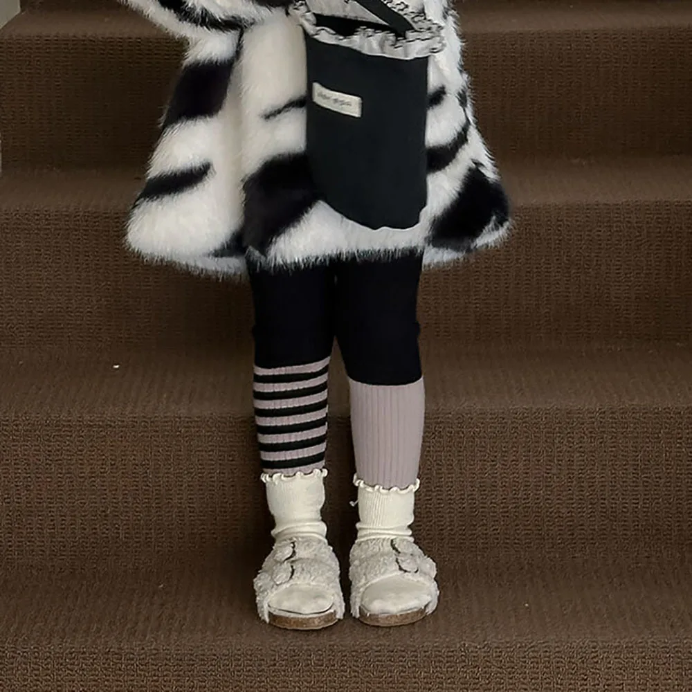 Children Clothes Knitted Wool Pants 2024 Casual New Korean Style Striped Slim Fashionable Simple Kids Warm Pants Leggings image 2