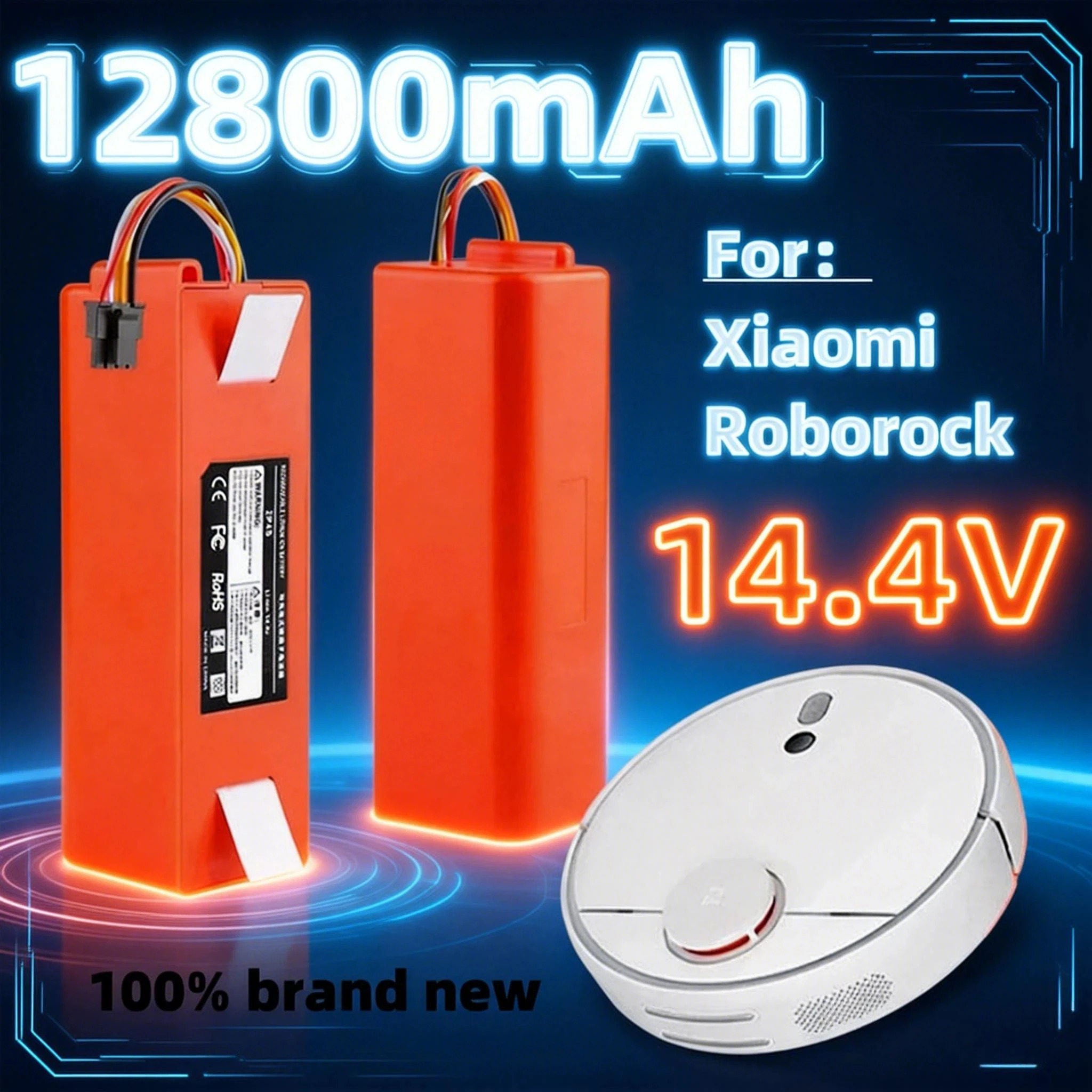 

Replacement Battery for Xiaomi Roborock S50 S51 S55 S60 S65 S5 MAX S6 Robot Vacuum Cleaner - 14.4V 12800mAh