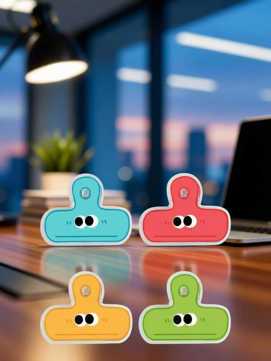 4Pcs Adorable Expression Eye Mini Binder Clips for Papers Files Photos Snacks Bags Kitchen Storage Craft Memo Clips Colorful