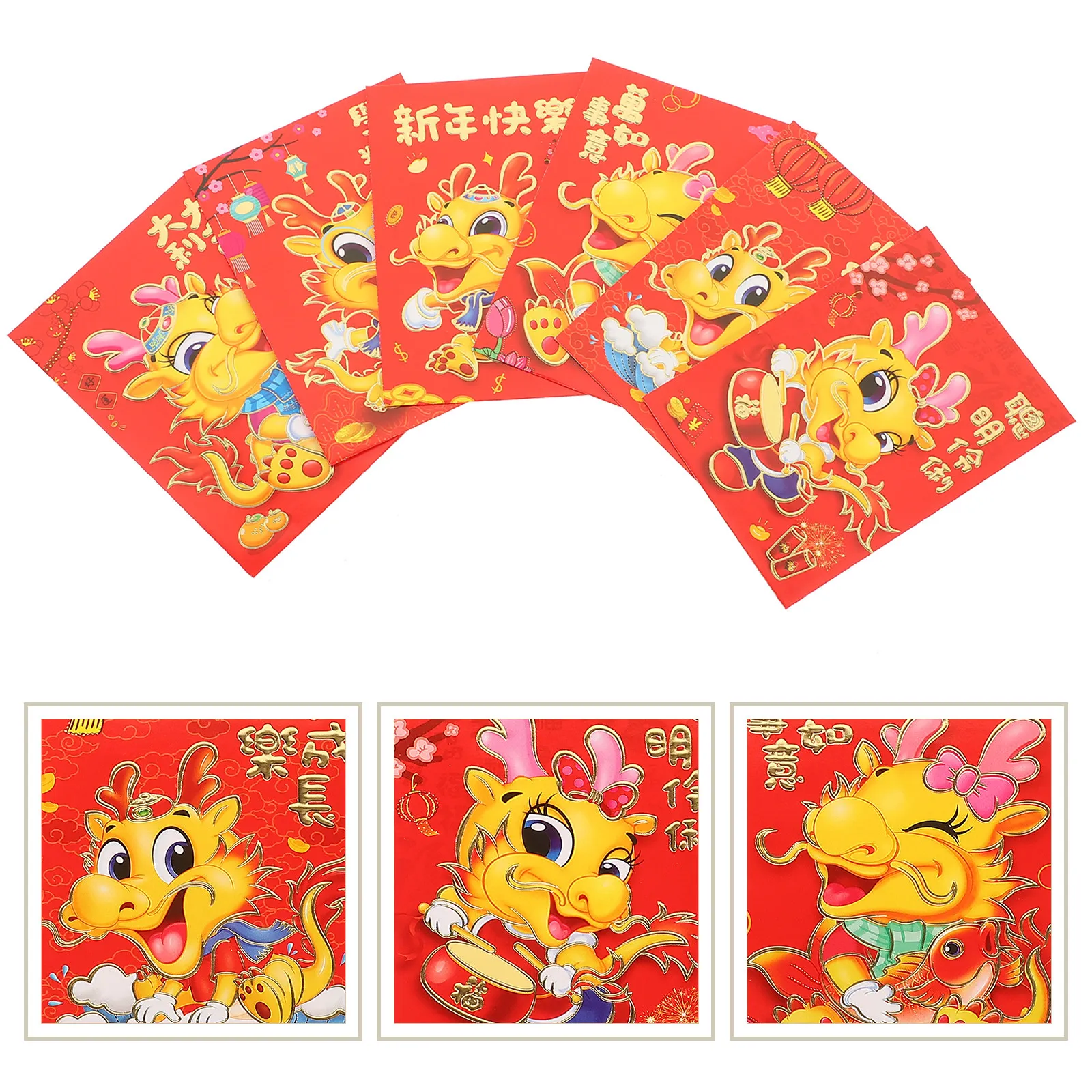 

30Pcs Chinese New Year Red Envelopes Bright Color Dragon Pattern Lucky Money Envelopes for Spring Festival Gifts and Cash 2024