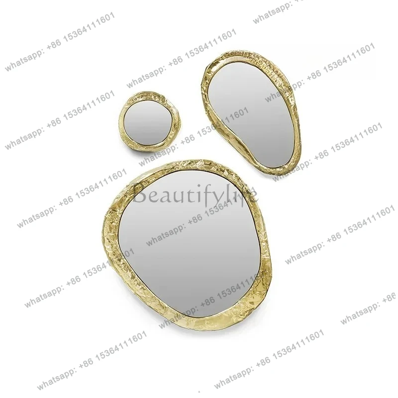 

Light luxury special-shaped wall-mounted decorative mirror living room wall villa entrance design creative art entrance mirror