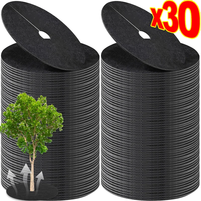 30/5Pcs Non-Woven Tree Mulch Ring Weeding Barrier Reusable Garden Mat Garden Netting Blanket Gardening Anti Grass Cloth Films