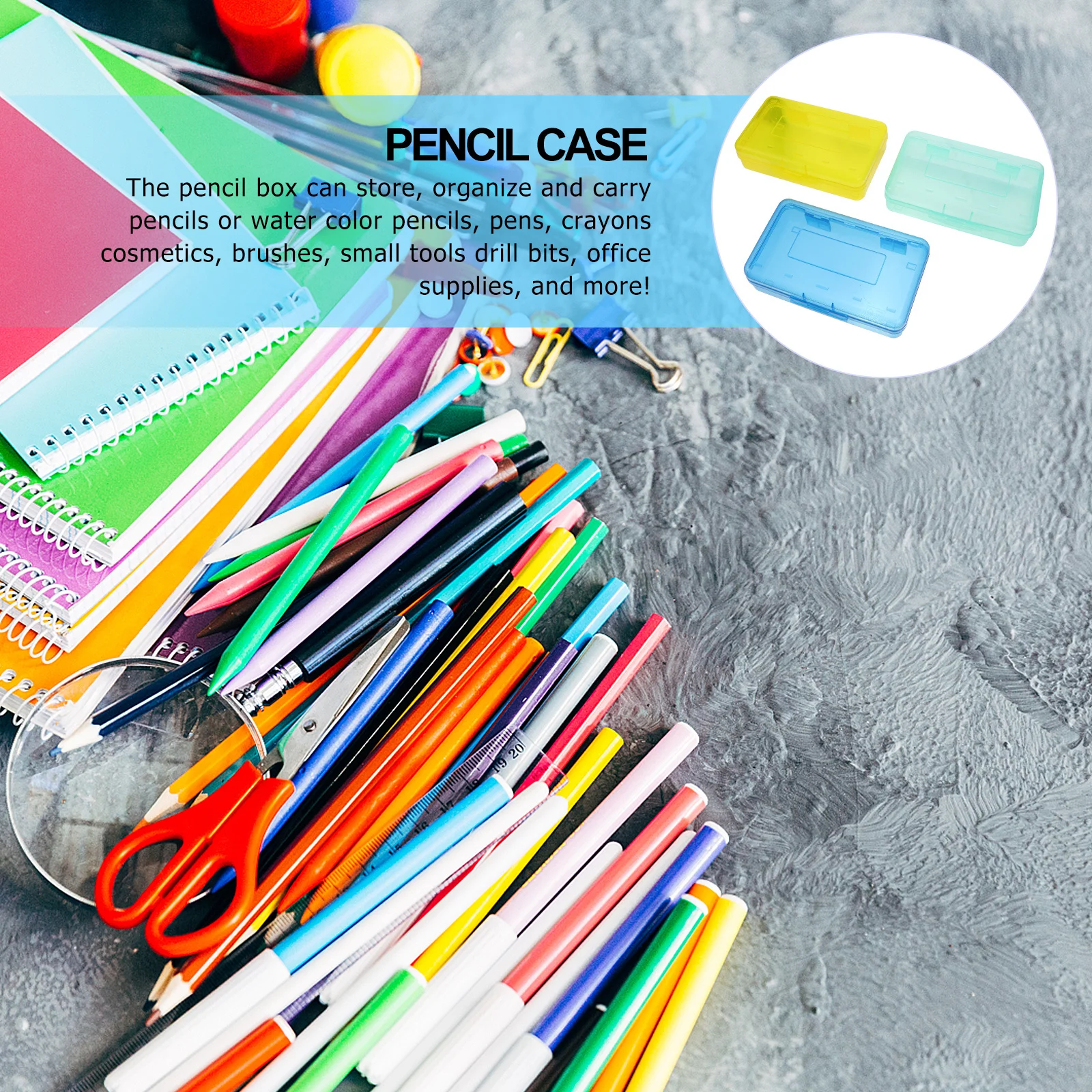 

3Pcs Large Capacity Transparent Plastic Pencil Box Multi-Functional Student Stationery Case Organize School Supplies Storage