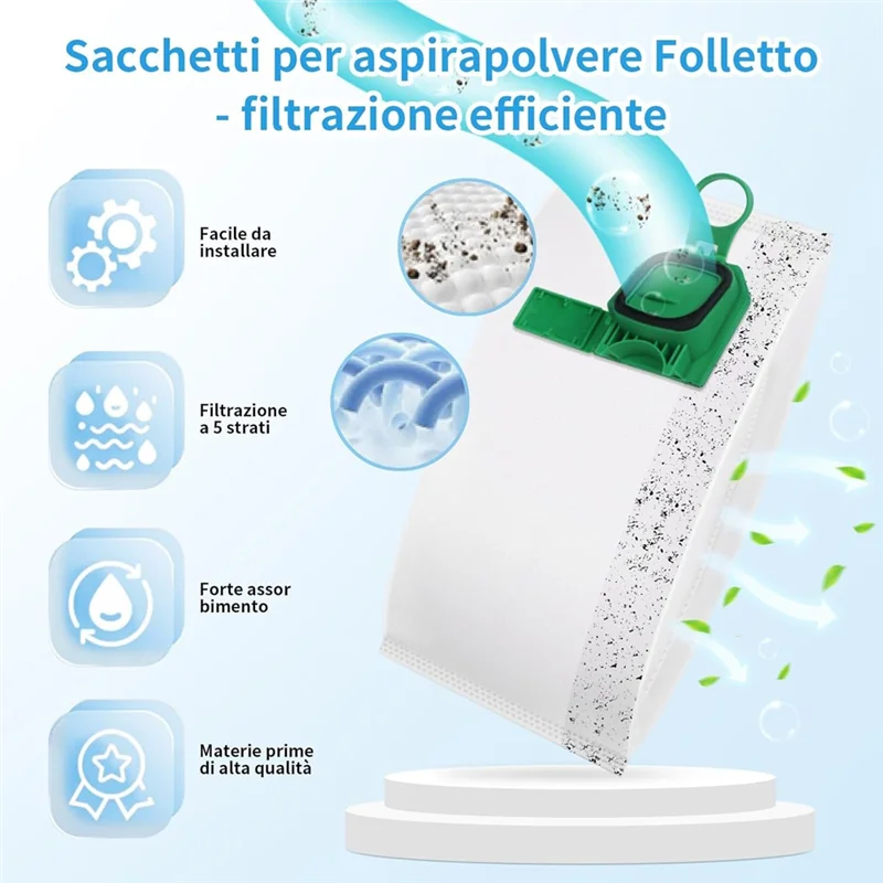 ABKR-10 шт. мешки для пылесоса с 2 фильтрами для Vorwerk Kobold FP140 FP150 для VK140/150 FP140/150 Vorwerk Kobold