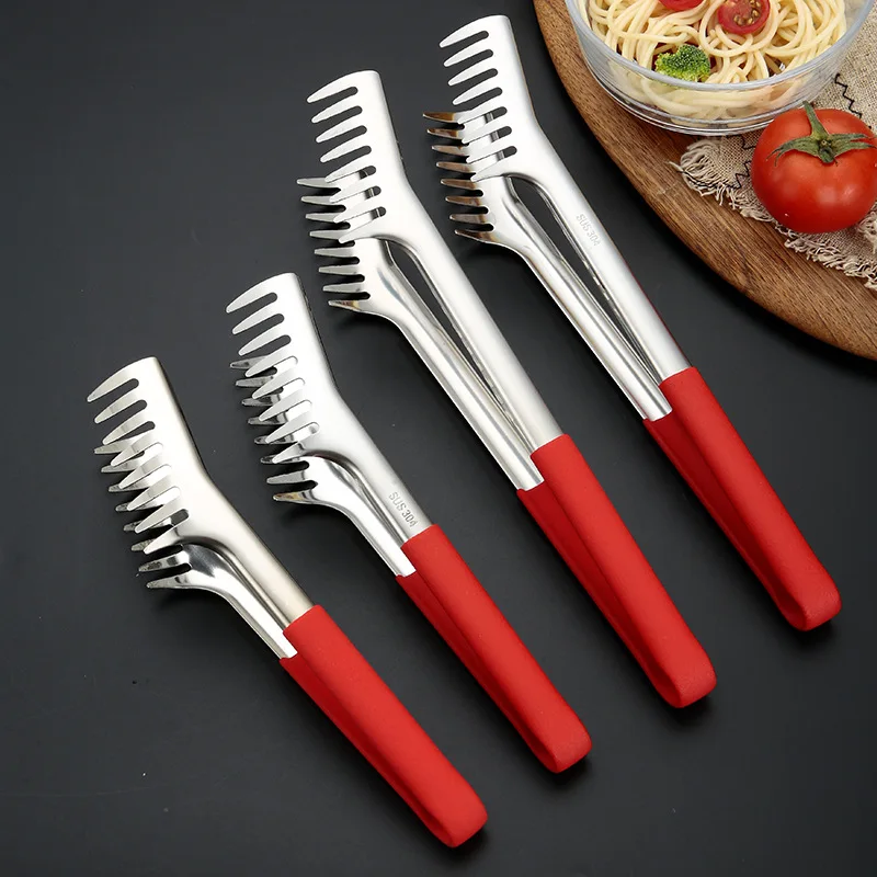 9 Inches 304 Stainless Steel Pasta Tongs Food Clip Steak Bread BBQ Meat Salad Picnic Party Kitchen Baking Cooking Tools