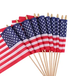 12 Pcs Small American Flags on Stick,Outdoor Decor Small US Flags,Mini American Flag for Outside Patriotic Holiday Yard Patio