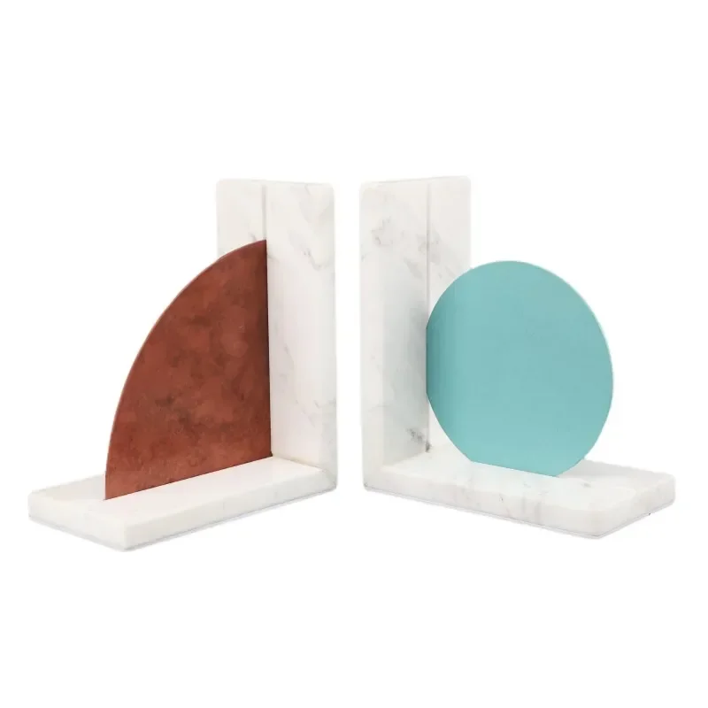 

~Creative Marble Metal Bookend Decoration Model Room Home Hallway Living Room Study Desktop Decoration