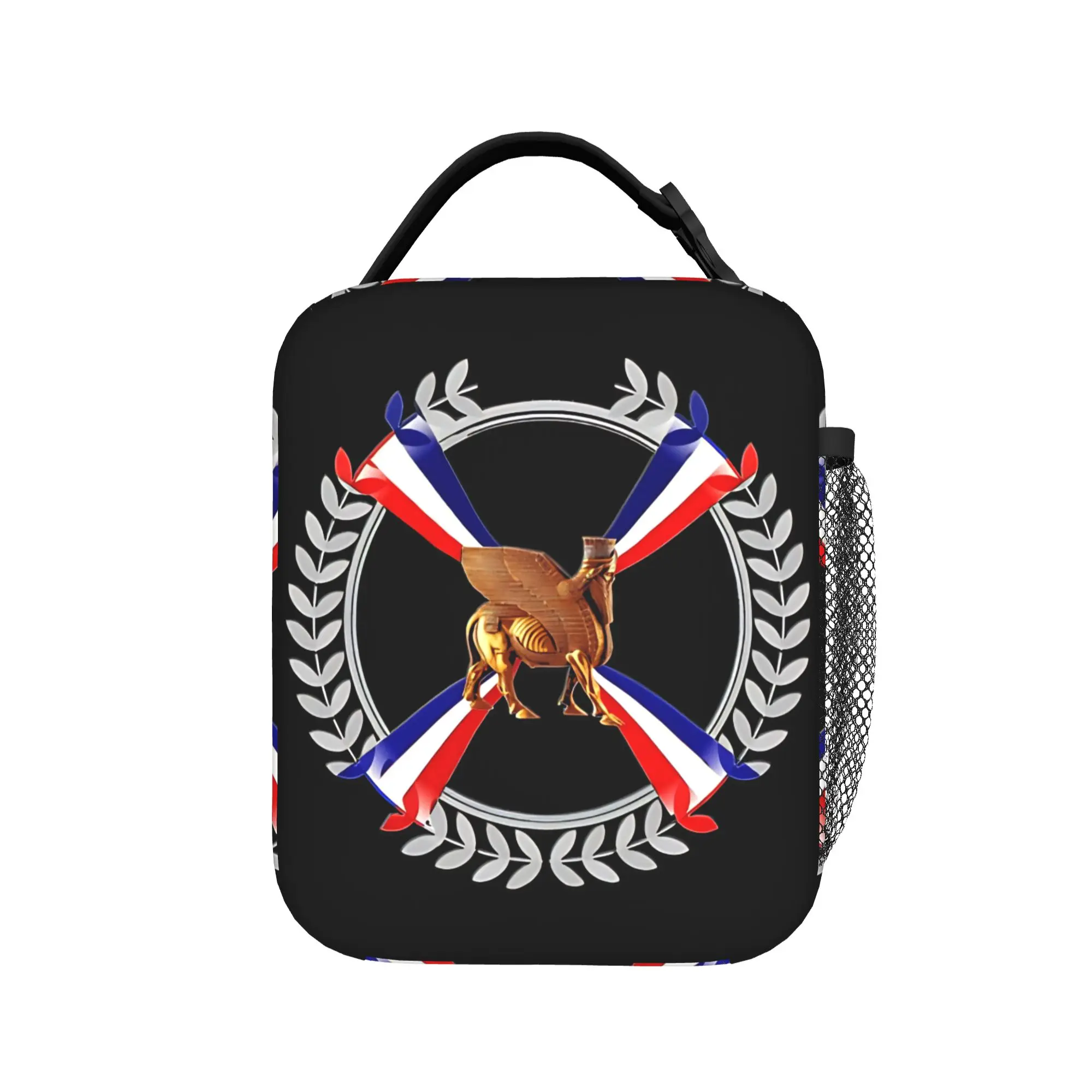 Assyrian Flag Lunch Bag For Child  Print Office Lunch Box Kawaii Portable Insulated Oxford Cooler Bag