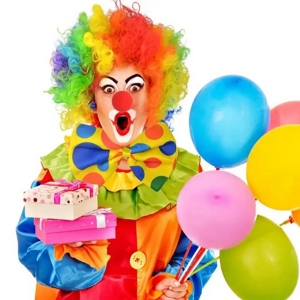 Halloween Clown Cosplay Costume Kit Wig Red Nose Gloves Vest Tie Shoe Men Women Adults Party Stage Performance Clown Dress-up Pr