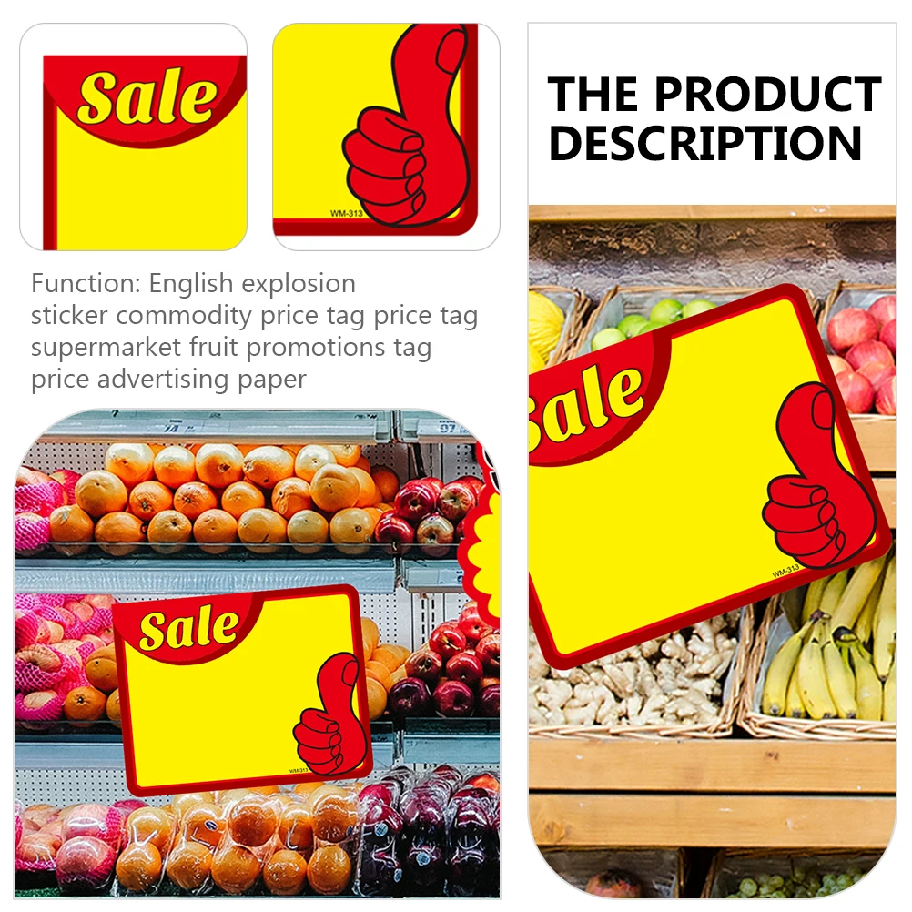 

50 Pcs Advertising Tags Price Sale for Retail Fruit Merchandise Labels White Card