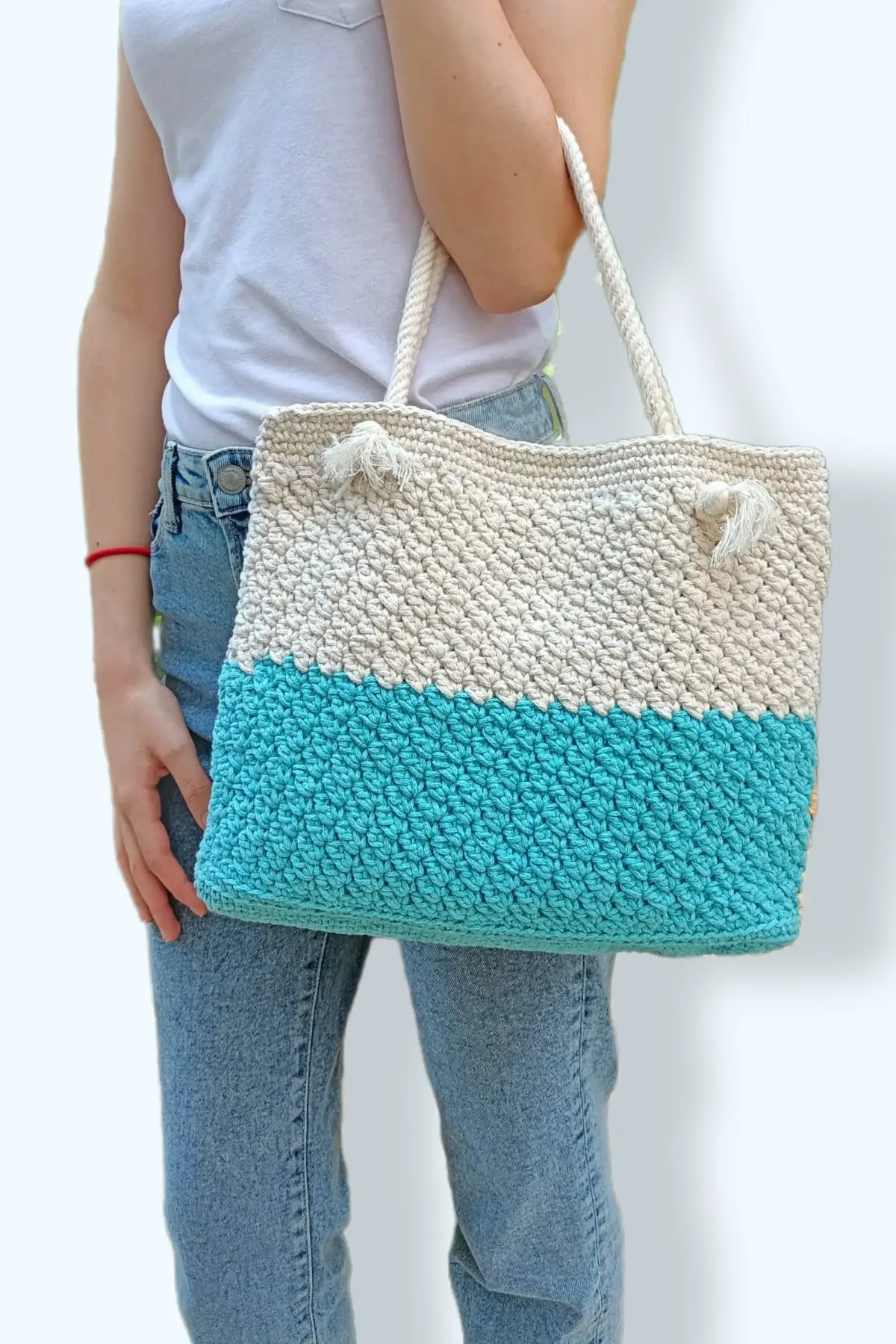 Uras Colorful Handmade Weave Women Shoulder Bag Crochet Tote bag Women Bag Shoulder bag Handmade