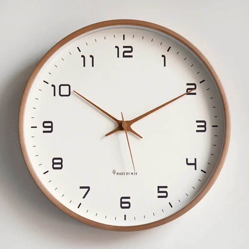 2026 New 10/12/14inch Nordic Solid Wood Simple Wall Clock Living Room Home Decoration Silent Fashion Light Luxury Creative Clock