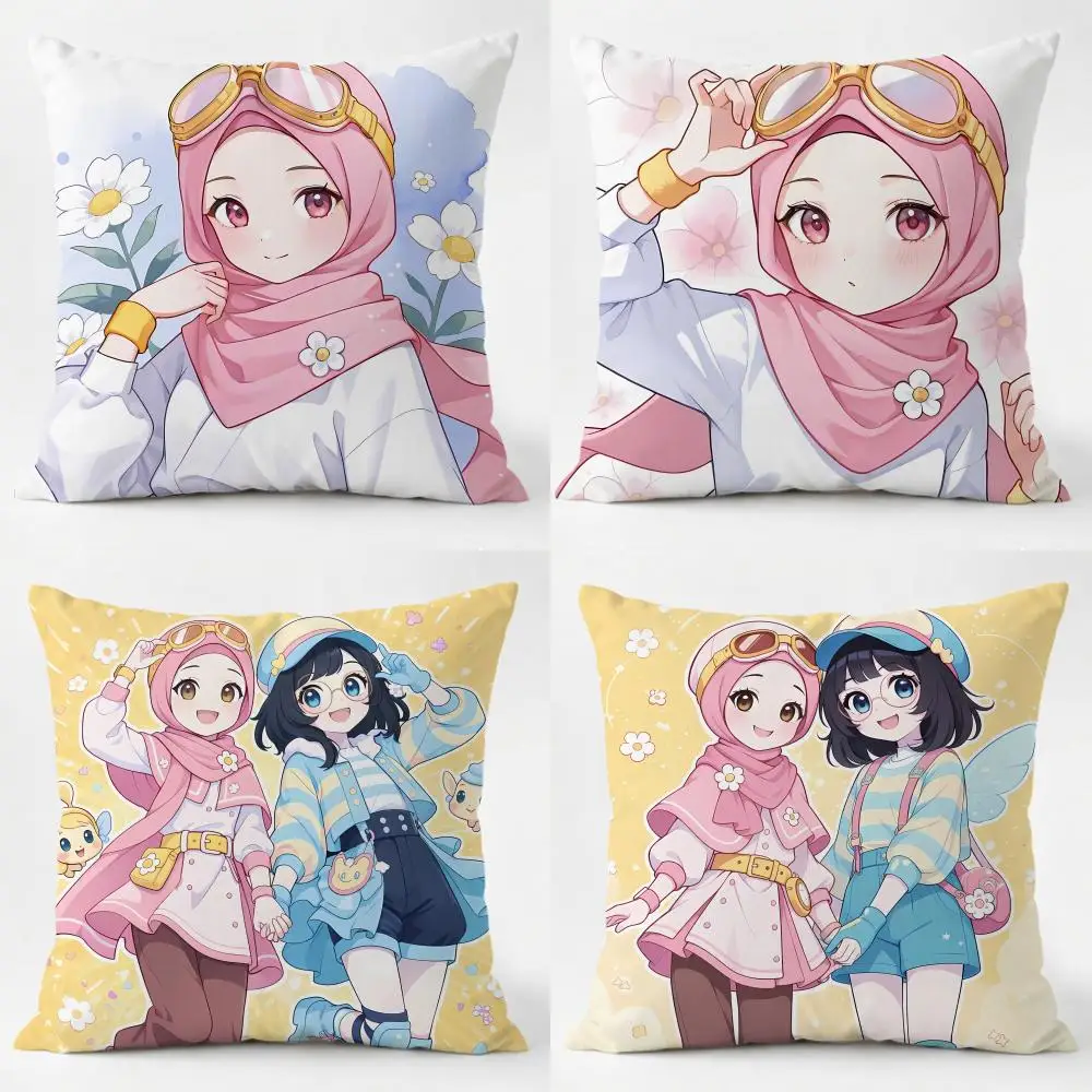 Cute Vibrant B-BoBoiBoy Y-Yaya Y-Ying Cushion Cover comfort Daily Washable Linen Soft  for Sofa Bed Home Room Decor