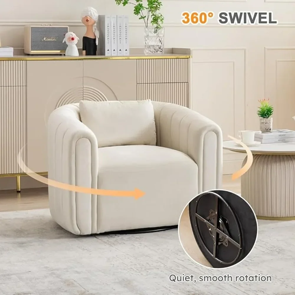 Chair, Swivel Barrel Chair With Plump Pillow, Modern Velevt Accent Chair,Swivel Accent Chair For Nursery Living Room Bedroom