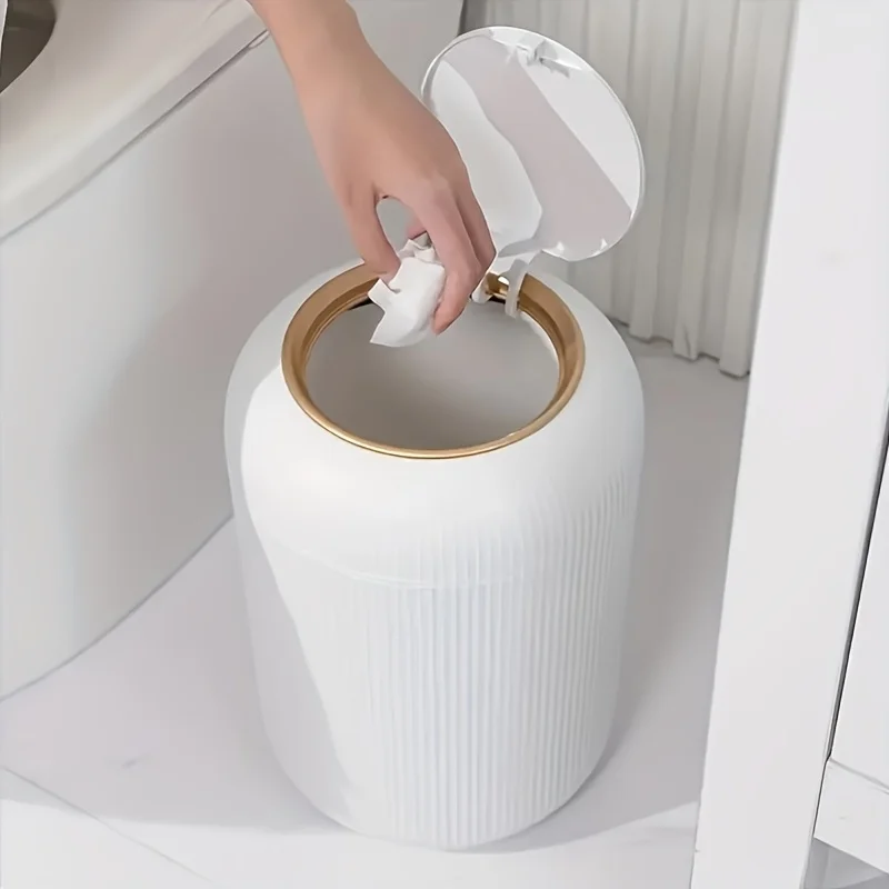 

Large Kitchen Waterproof Trash Can No Electricity Needed Slim Plastic Bin with Lid for Home and Bathroom
