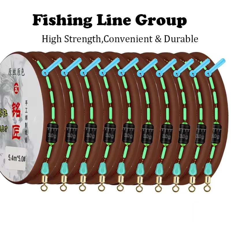 10pcs/Lot Fishing Line Set Super Strong Nylon Main Line Fishing Holder Swivel Lead Sinker Accessory Tackles