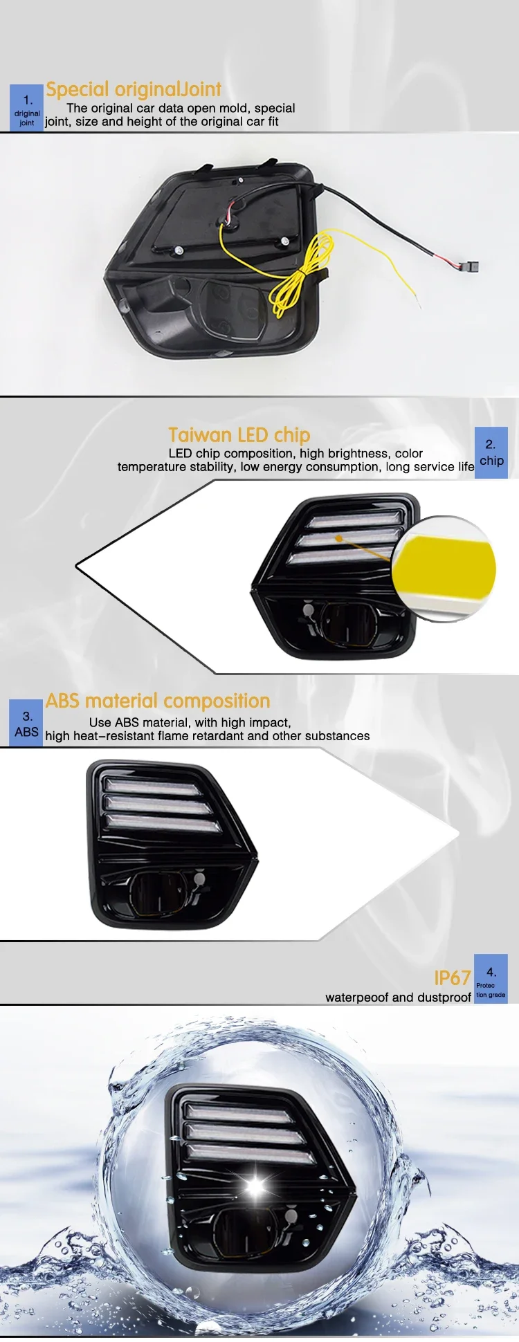 Car LED Daytime Running Lights Dynamic Turn Signal DRL12V Car Day Lamp Front Fog Light Modified For Chevrolet Colorado 2023 2024 detail image 3