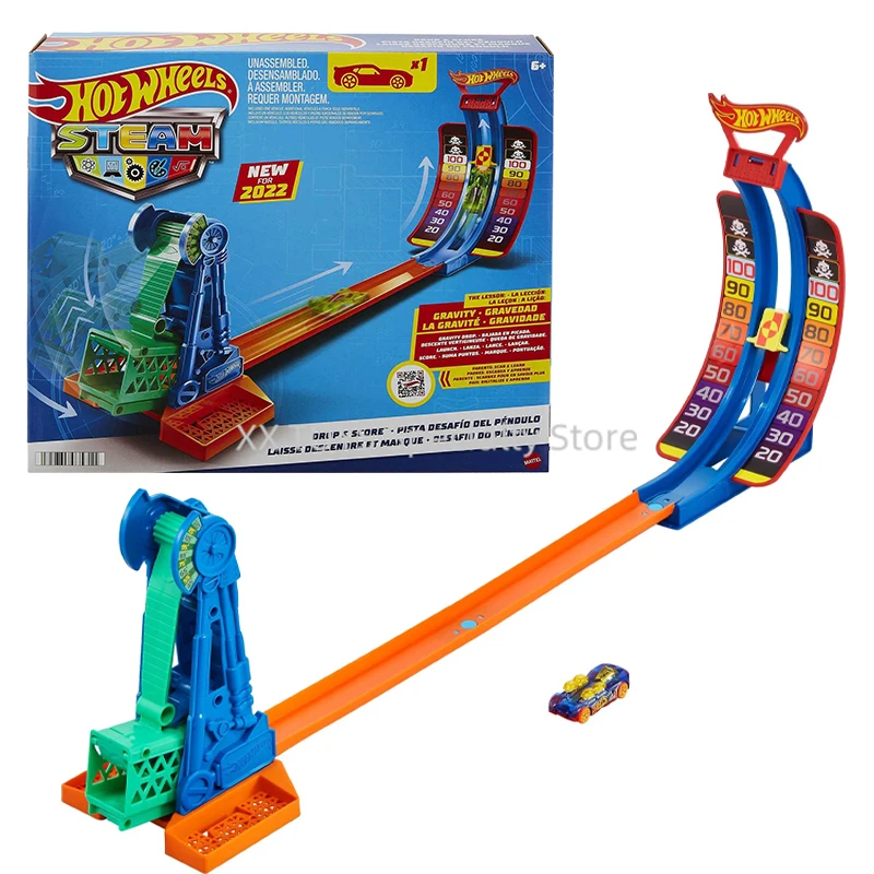 

Hot Wheels Steam Drop & Score Playset Includes 1 Hot Wheels Car Physics Pendulum Car Track Set Boy's Birthday Gifts Set