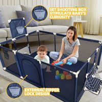 IMBABY Playpen for 0-6Y Large Safety Play Yard Indoor/Outdoor Kids Play Area with Soft Padding Toddler Playground Dry Ball Pool