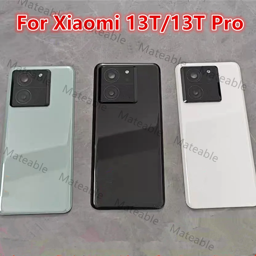 13T Battery Back Cover For Xiaomi 13T Pro Mi Mi13T Rear Housing Glass Case Replace Repair Spare Parts + Camera Lens