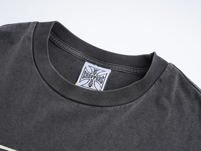 Viantge Iron Cross Flame Kirin Arm Print Streetwear West Coast Choppers Long Sleeve Tshirts Men Women Cotton Round Neck Tops