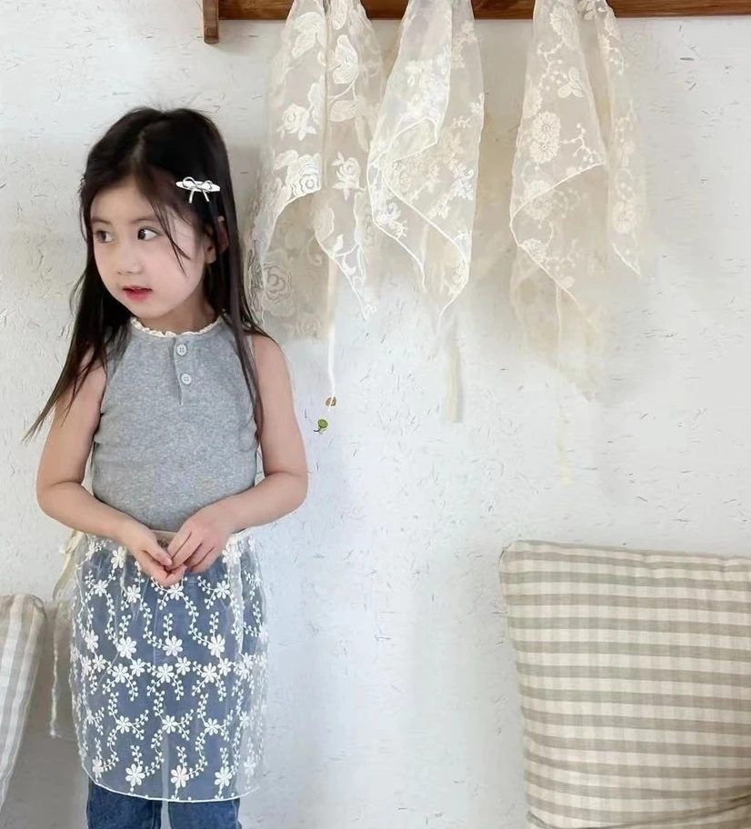 Girls Mesh Half Skirt Fart Curtain Cover Skirt Suitable for All Seasons Children Mesh Layered Mesh Half Skirt