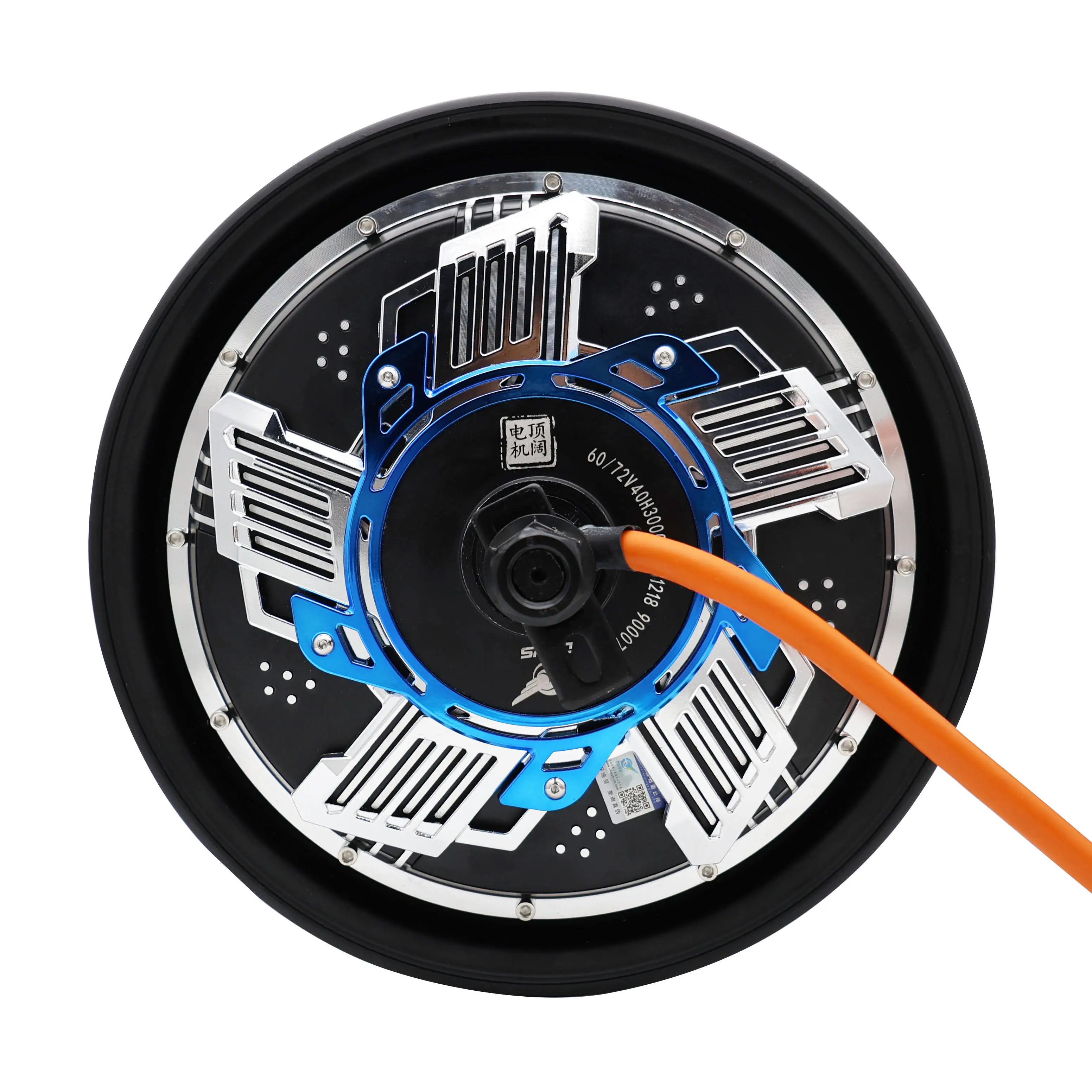 DKYS MOTOR 12 Inch 72V 3000W 40H 3.5 Electric Motorcycle Wheel Hub Motor Blue Efficient Permanent Magnet Brushless Waterproof