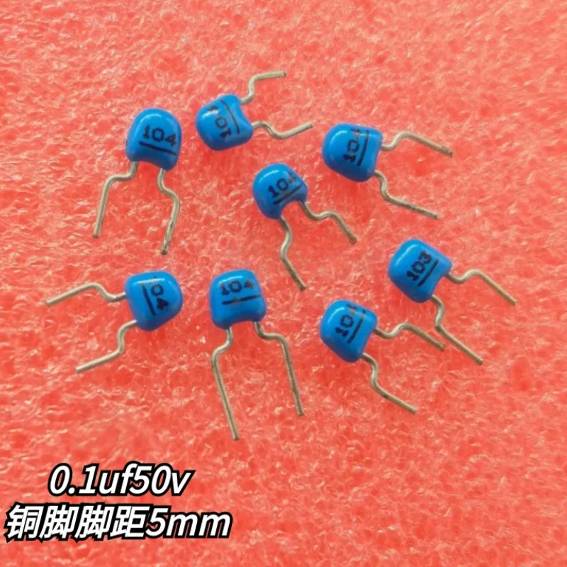 

20PCS Copper Monolith Capacitor 100nf 50v 0.1uf 50v 104 50v Pin spacing 5mm