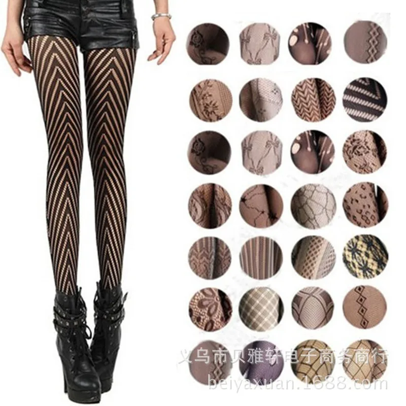 

European And American Net Jacquard Pantyhose Ladies Sexy Arrow Loving Retro Hollow Fishing Fishnet Tights Wholesale 6pcs/lot